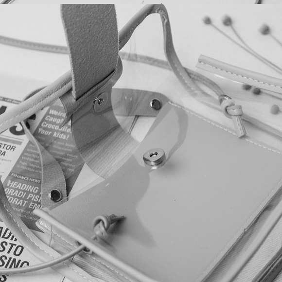 CLEAR CROSSBODY BAG WITH PINK TRIM & A TOP HANDLE - Picture 7 of 11